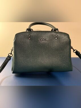 COACH mini Lillie Crossbody Pebbled Leather Bag in Green with matching wristlet